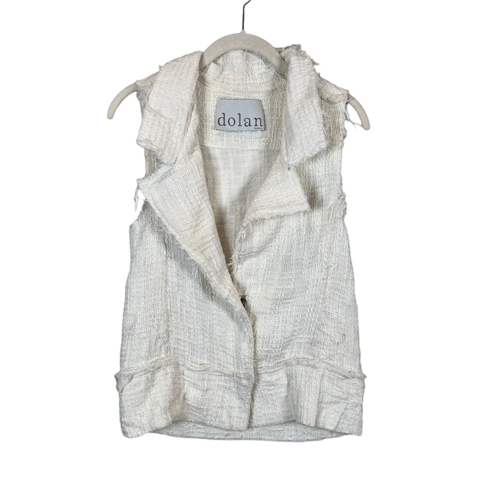 Anthropologie Dolan Textured Raw Edge Boho Vest in Cream Women's S